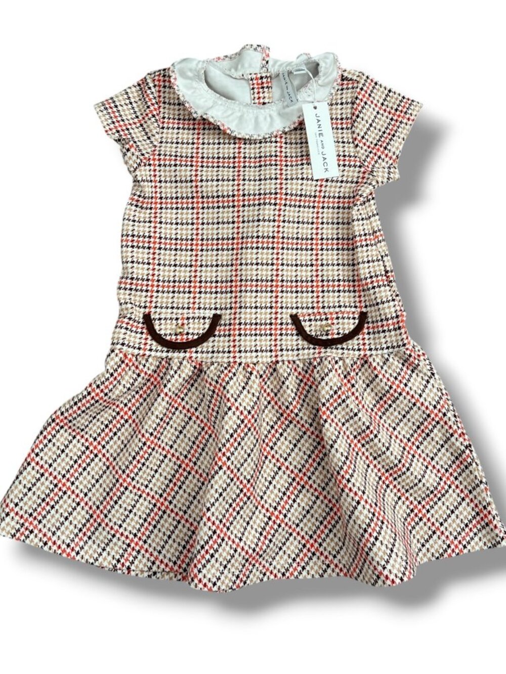 NWT Janie and Jack Houndstooth Plaid Thanksgiving Holiday Dress Size 5